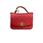 Chanel 19 Bag Red with Gold Hardware Lambskin Messenger Handbag Crossbody Bag 28 Opening with Card and Receipt