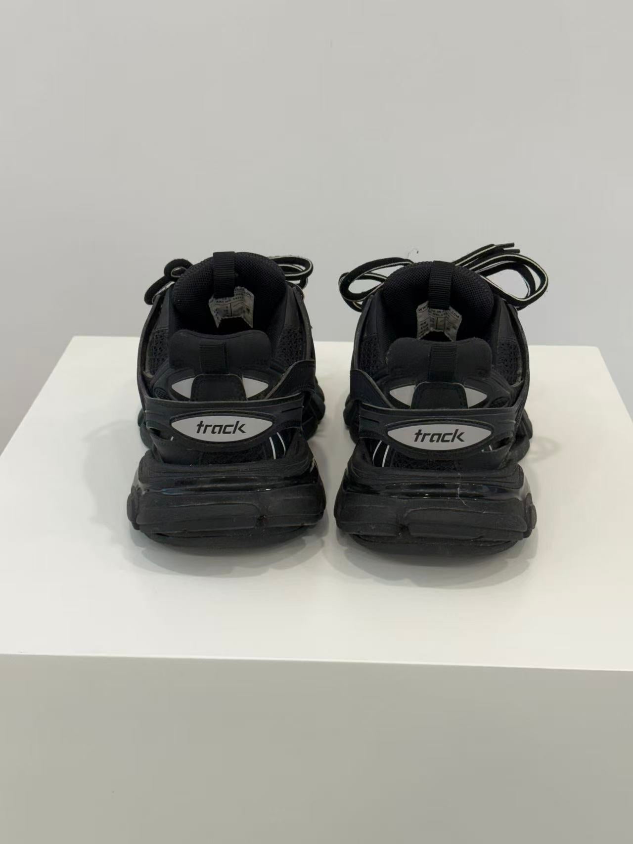 Size 36 Balenciaga Track Black Samurai Low-Top Distressed Dad Sneakers, Women's Style, Black / 99% New / No Original Box