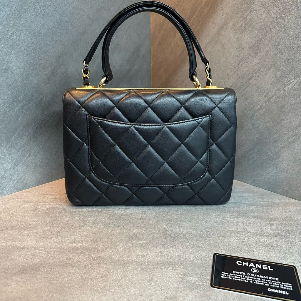 Chanel trendy cc Small black gold sheepskin diamond-patterned chain bag handbag 21 opening strap card