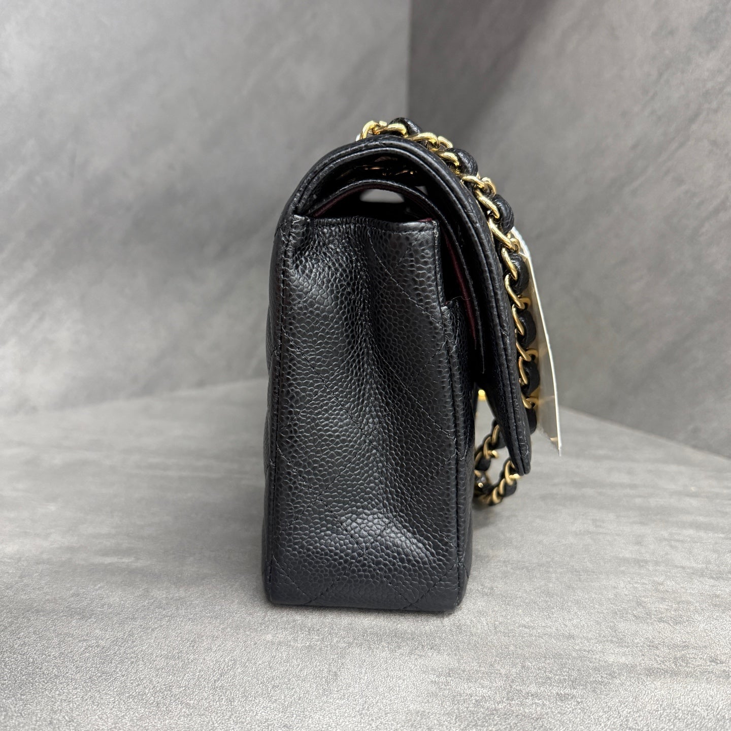 Chanel Medium Classic Flap, Black Gold, Caviar Leather, 27-series, with authenticity card, original condition, perfect shape