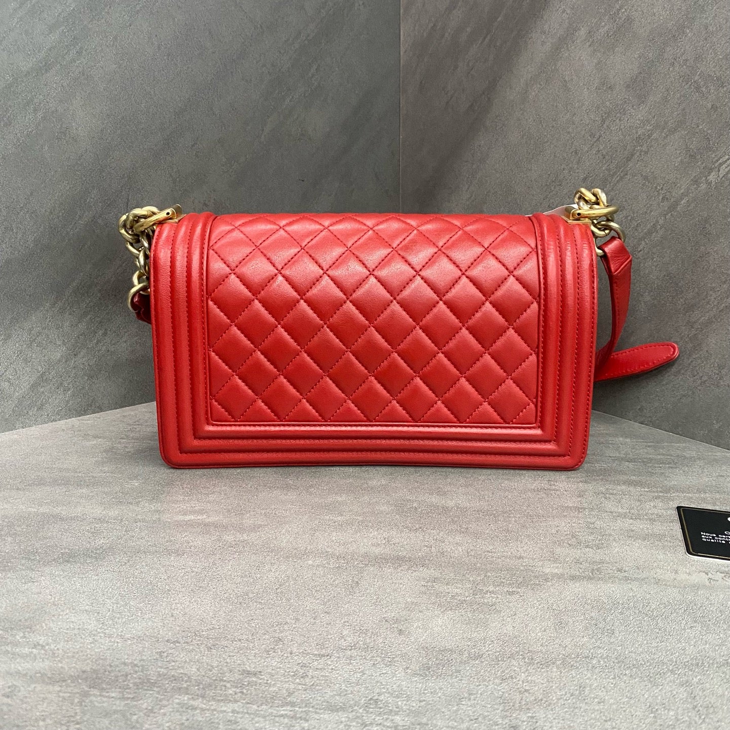 Chanel Leboy medium size red lambskin, 21 series with card, structured shape, in stock at a favorable price