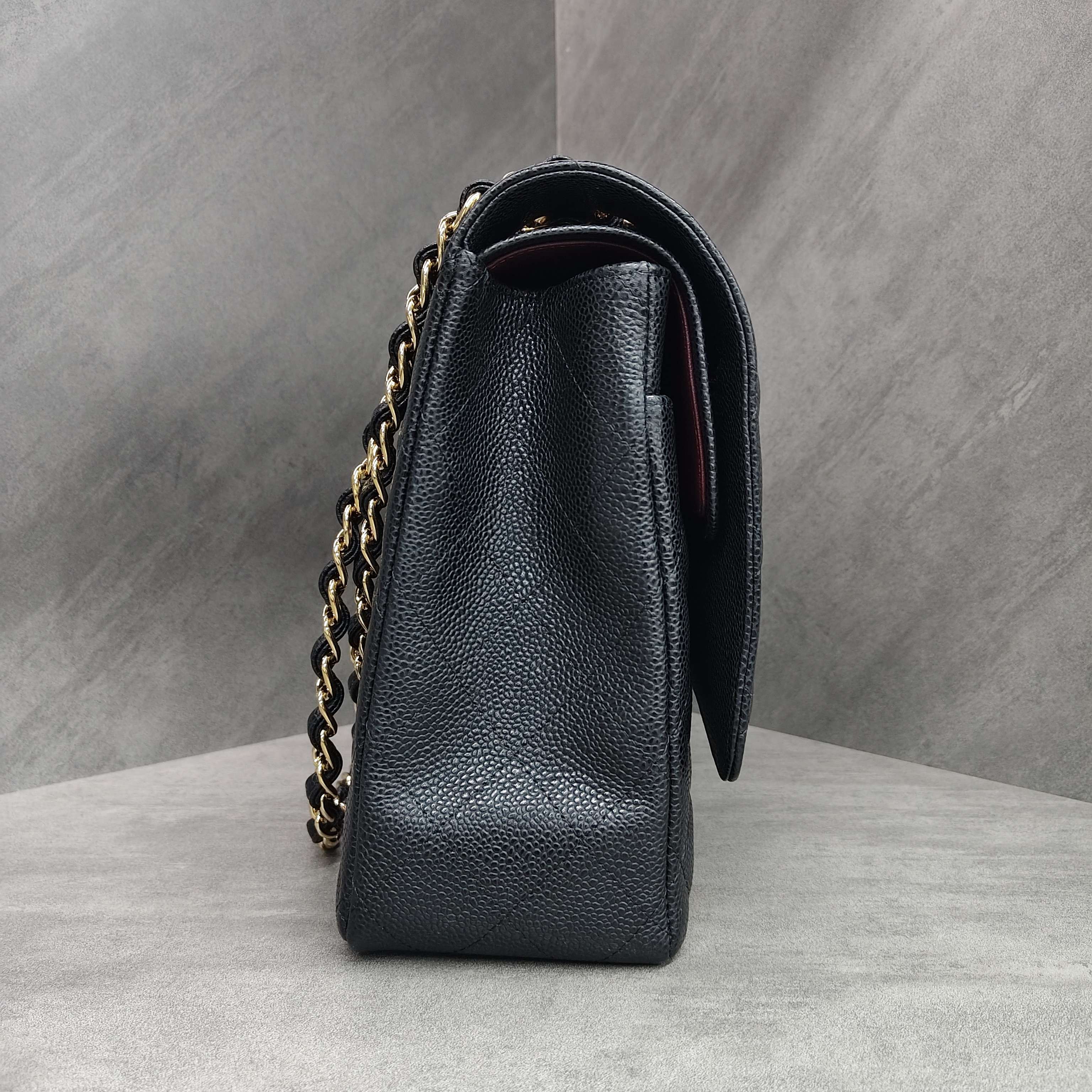 Chanel CF Maxi Black and Gold Litchi Leather 19 Opening with Card and Complete Set