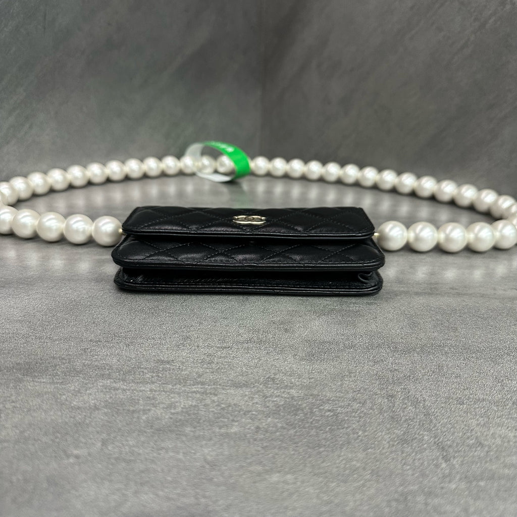 CHANEL Black Large Pearl WOC Waist Bag with Pearl Chain, Code 31