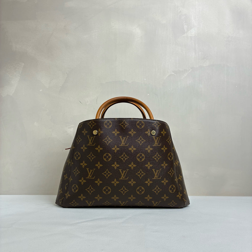LV/Louis Vuitton Montaigne Bag Coated Canvas with Leather Size 30*18*12