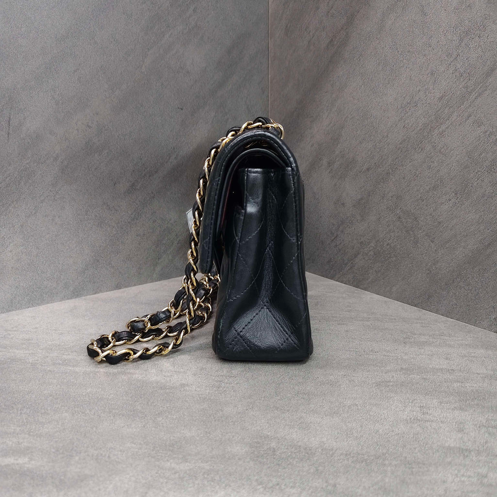 Chanel CF Small Lambskin Black and Gold 16 Series Bag with Structured Shape