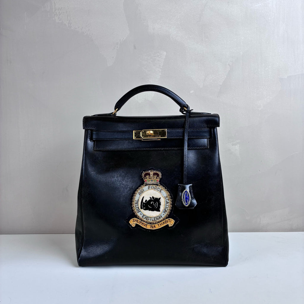 Hermes Kelly Ado Black and Gold Emblem Special Edition Crocodile Pendant