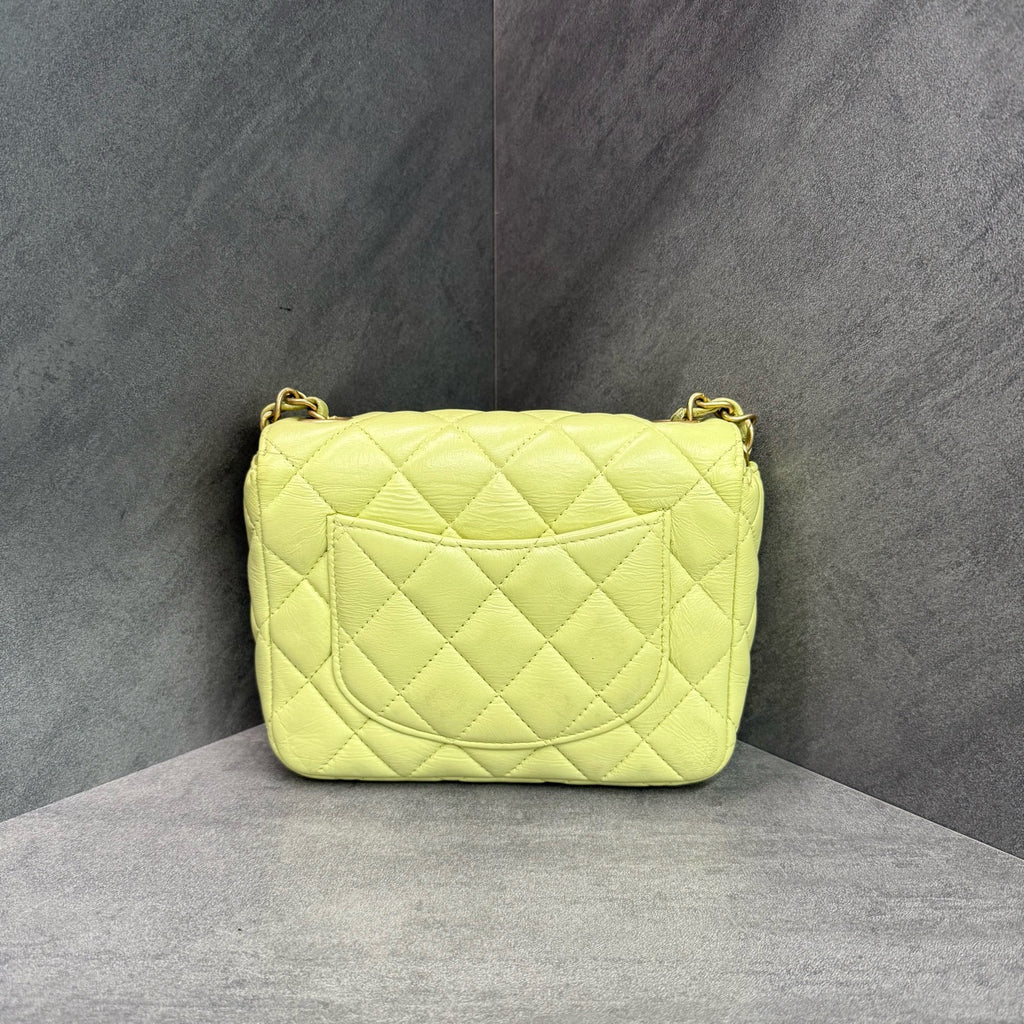 Chanel Classic Flap Square Flap Avocado Green Enamel Badge Coin 23 Chip Model