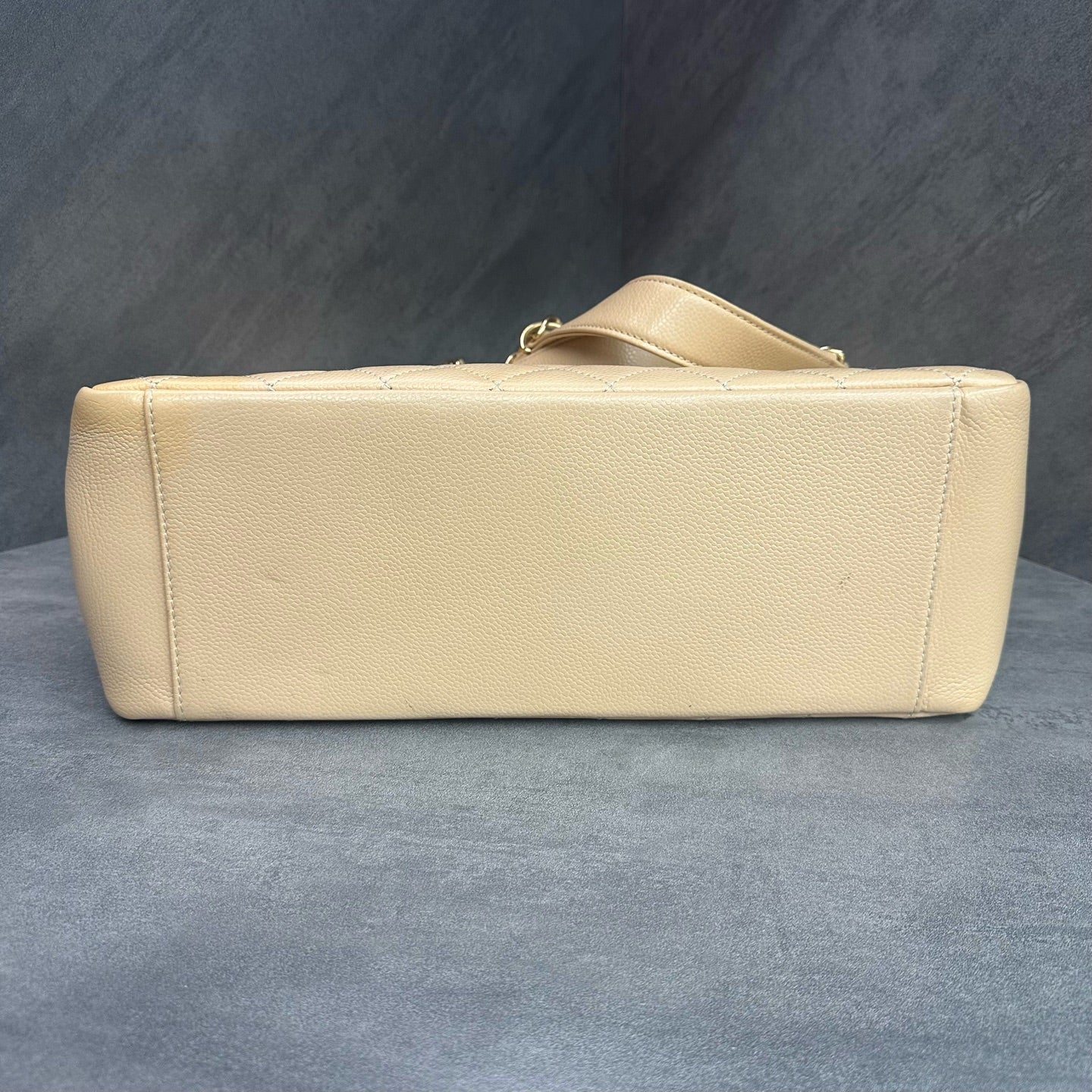 Chanel GST Milk Tea Color Gold Hardware Litchi Leather Tote Bag 19 with Card