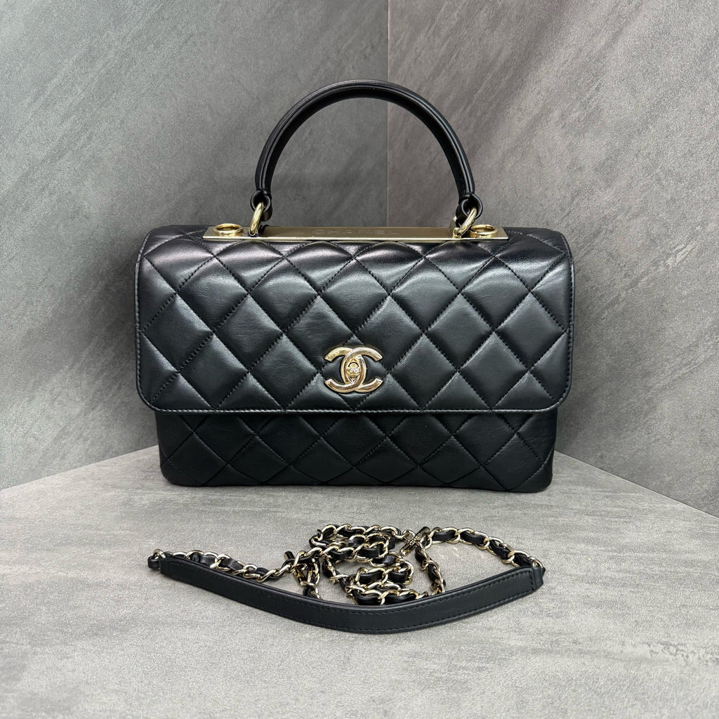Chanel Trendy CC Black gold handle medium size 27 kai