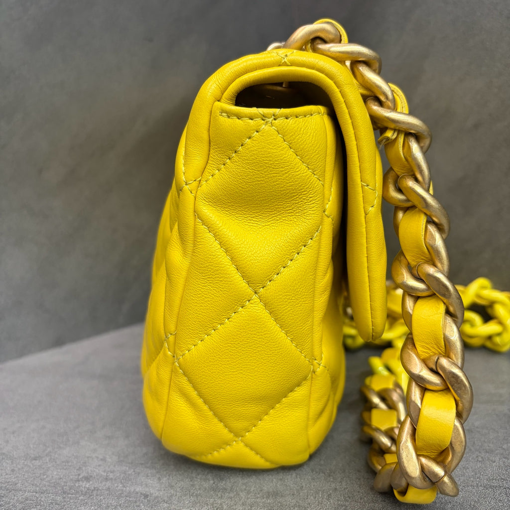 Chanel 22s Two-tone Chain Yellow Square Flap with Chip Authentication