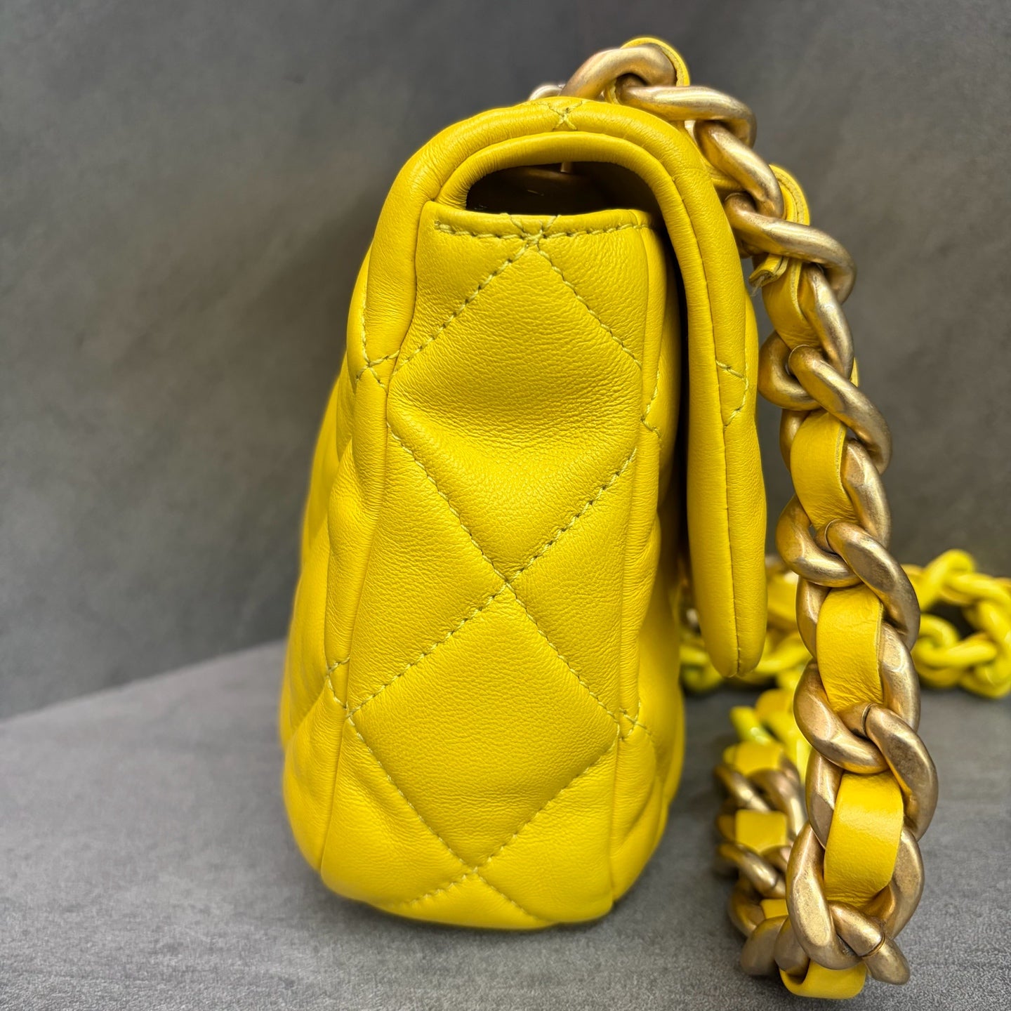 Chanel 22s Two-tone Chain Yellow Square Flap with Chip Authentication
