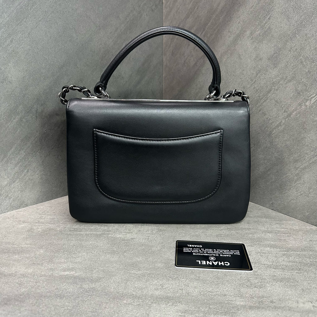 Chanel Trendy CC Small Black and Silver Chain Bag Glossy Calfskin Model 26 with Card (Consignment)