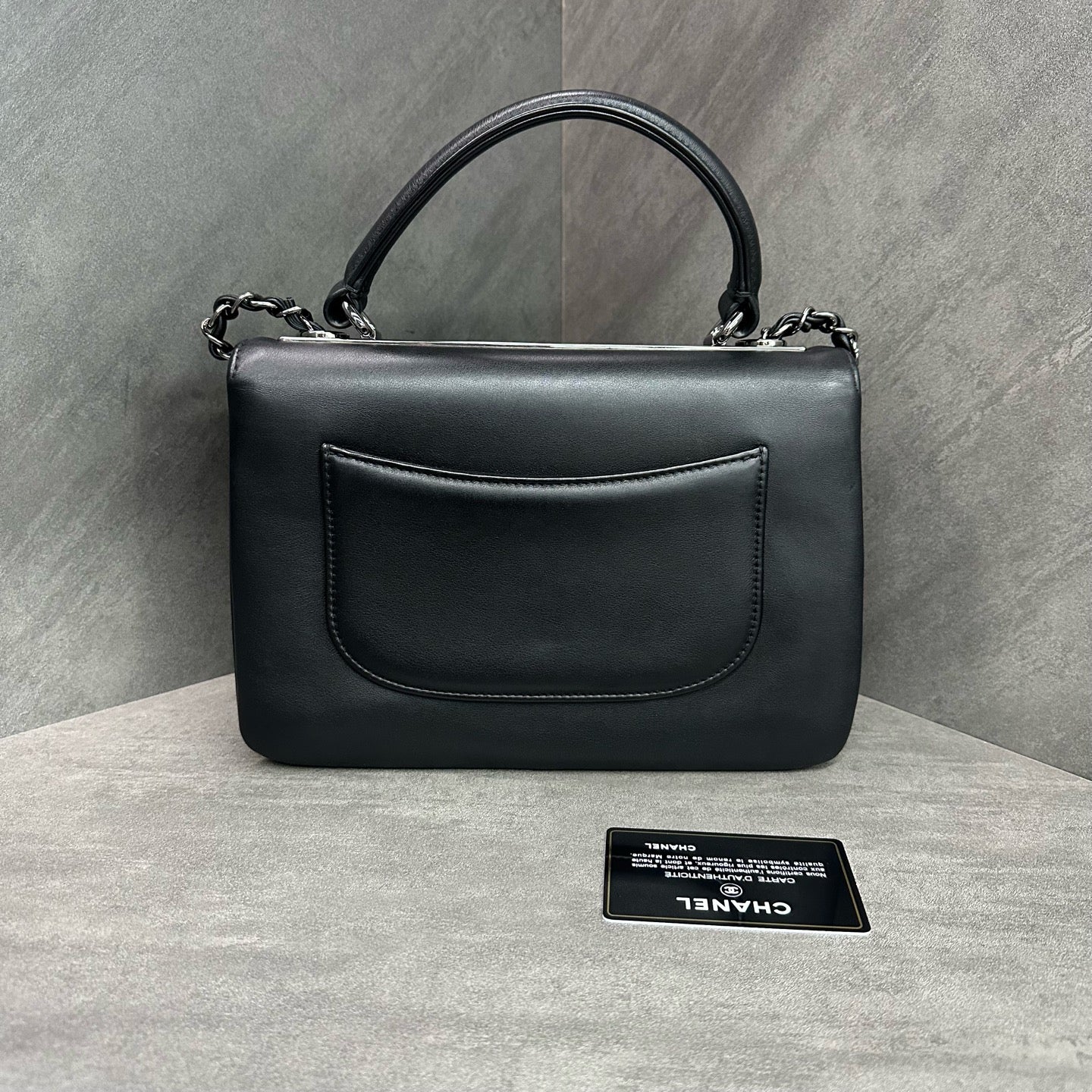 Chanel Trendy CC Small Black and Silver Chain Bag Glossy Calfskin Model 26 with Card (Consignment)