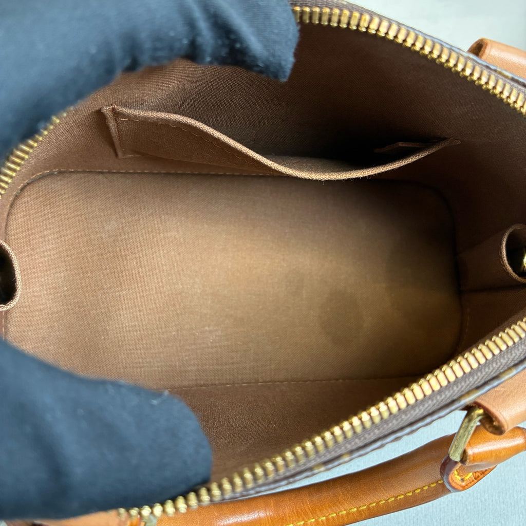 98% New LV Louis Vuitton Alma BB Shell Bag Classic Monogram with Brown Leather Edges Gold Hardware Size 23.5×17.5×1