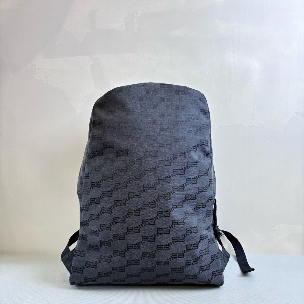Balenciaga / Balenciaga 99% New Dark Gray Canvas BB Old Flower Backpack Size 33*50