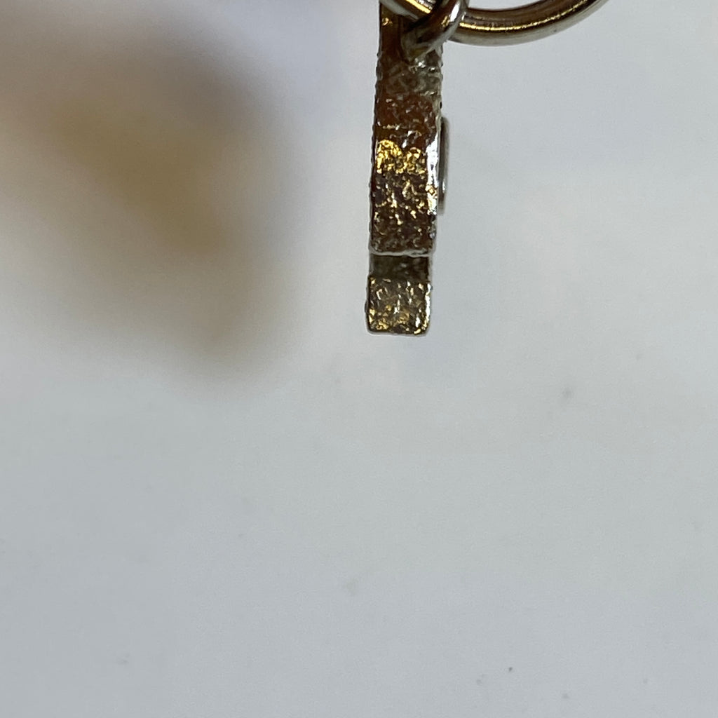 Chanel Double C Silver Logo Wheat Earrings