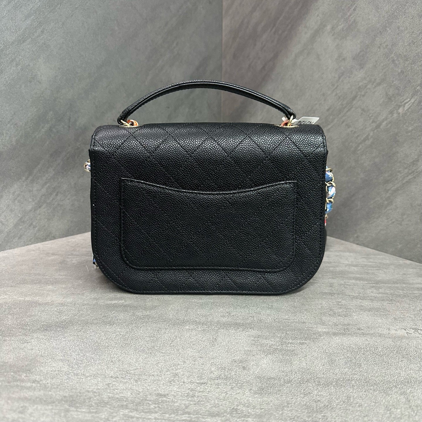 Chanel Cuban Messenger Bag, black litchi calfskin, gold mandarin duck clasp, clean interior, 23-series serial number
