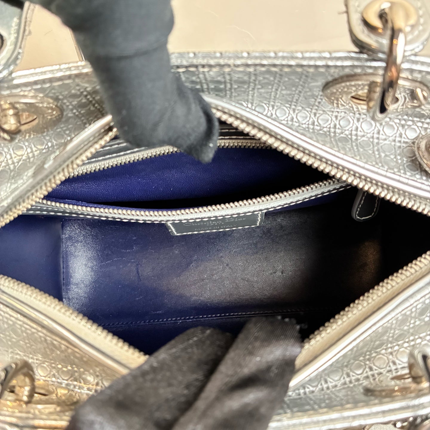 Dior Gradient Blue with Silver Buckle Lady Dior Handbag Crossbody Bag 99% New Size 24*20