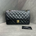 Chanel CF Medium Black Gold Lambskin Chain Bag, 16-size with card