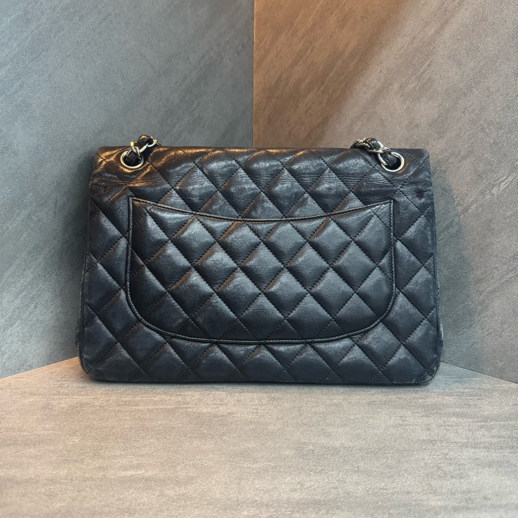 Chanel CF Jumbo Large Size Black Silver Lambskin, 14-series, In Stock at Great Price