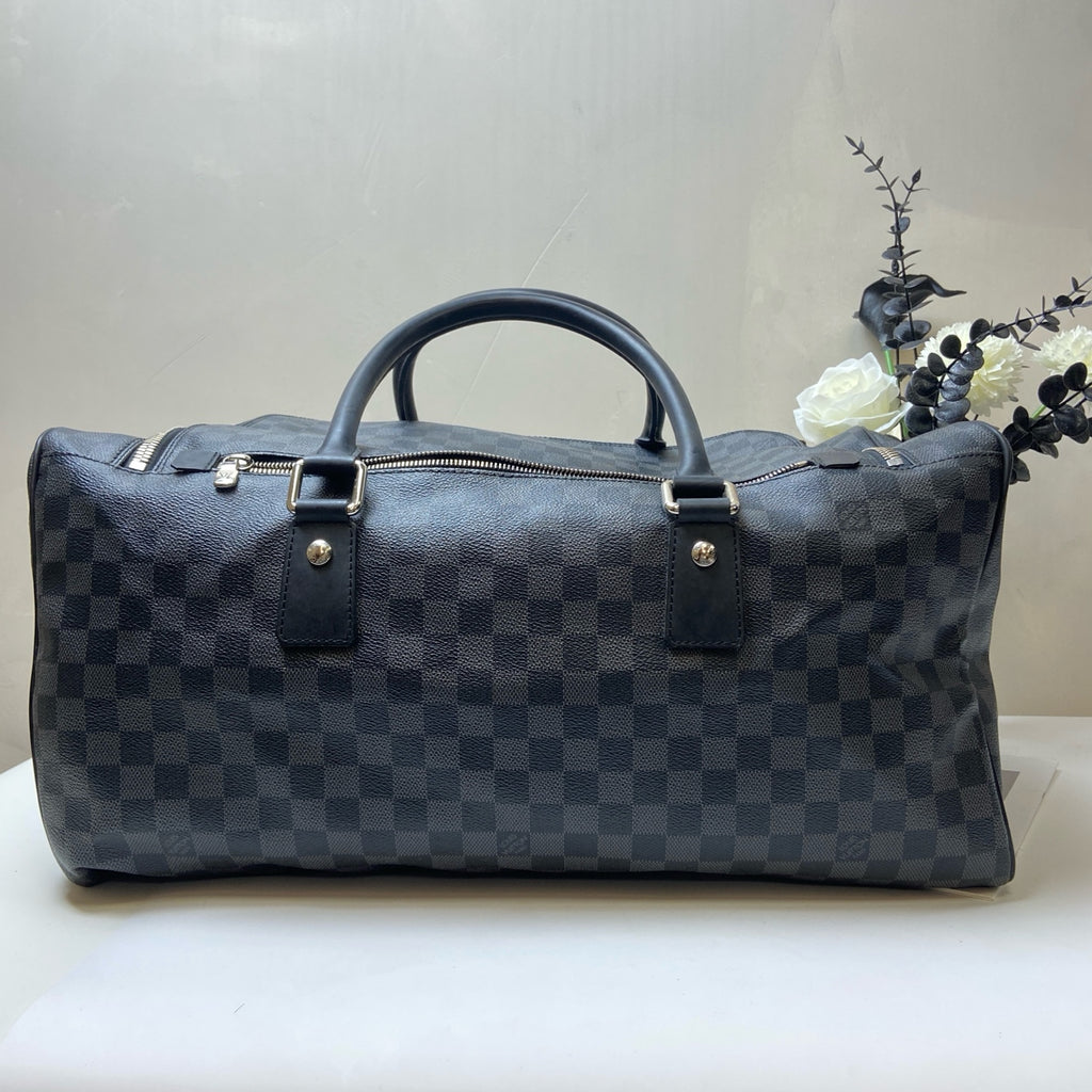 LV Louis Vuitton Large Black Checkerboard Travel Bag Handbag 99% New Size: Approximately 50x24x27cm Black Checkerboard Coated Canvas