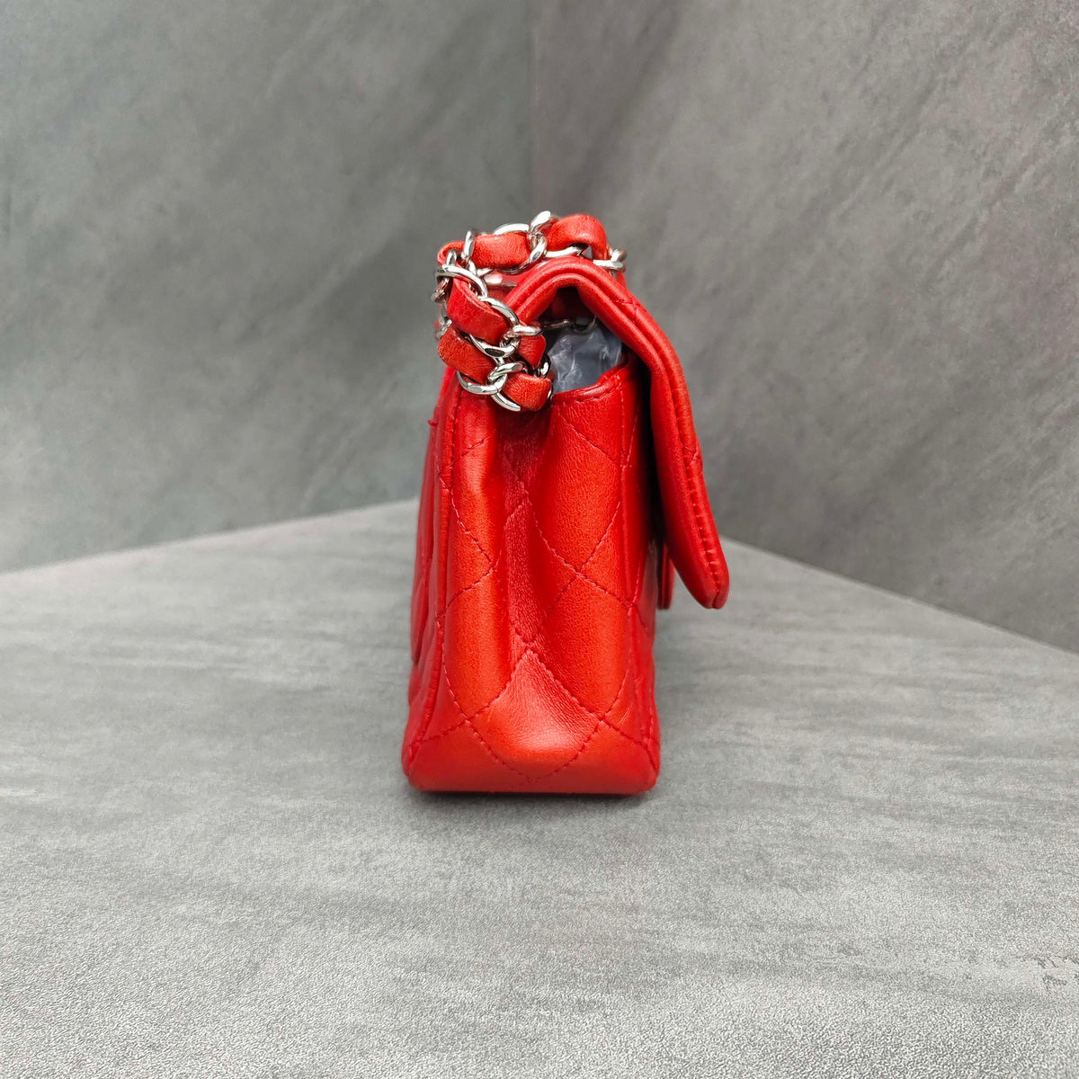 Chanel CF Mini Red and Silver Lambskin Chain Bag 15 Opening