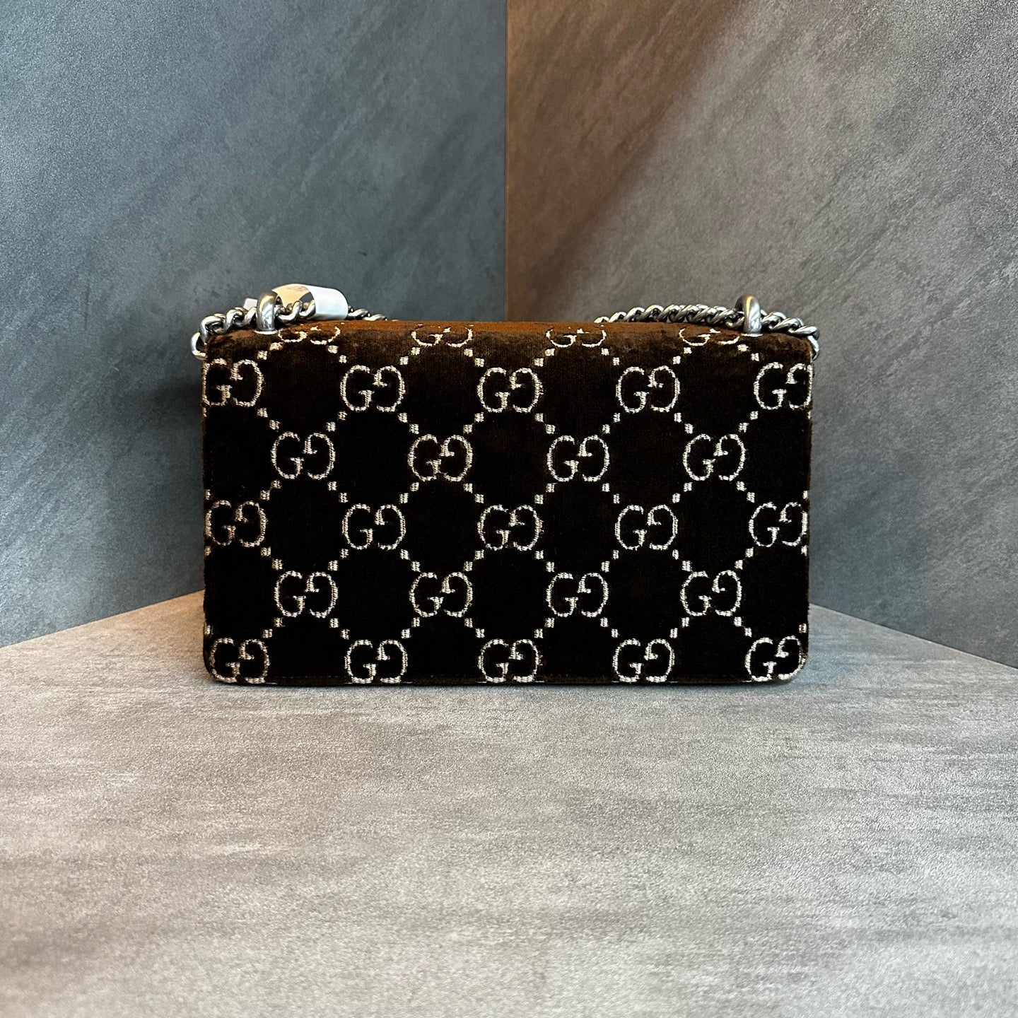 Gucci Medium Dionysus Dark Brown Velvet Black Label 023 Original Condition
