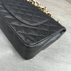 Chanel Medium Black and Gold Litchi Leather Chain Bag CF 17 Series with Card Original Condition