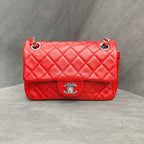 Chanel CF Mini Red and Silver Lambskin Chain Bag 15 Opening
