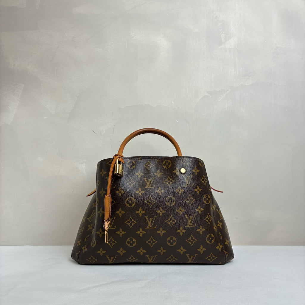 LV/Louis Vuitton Montaigne Bag Coated Canvas with Leather Size 30*18*12