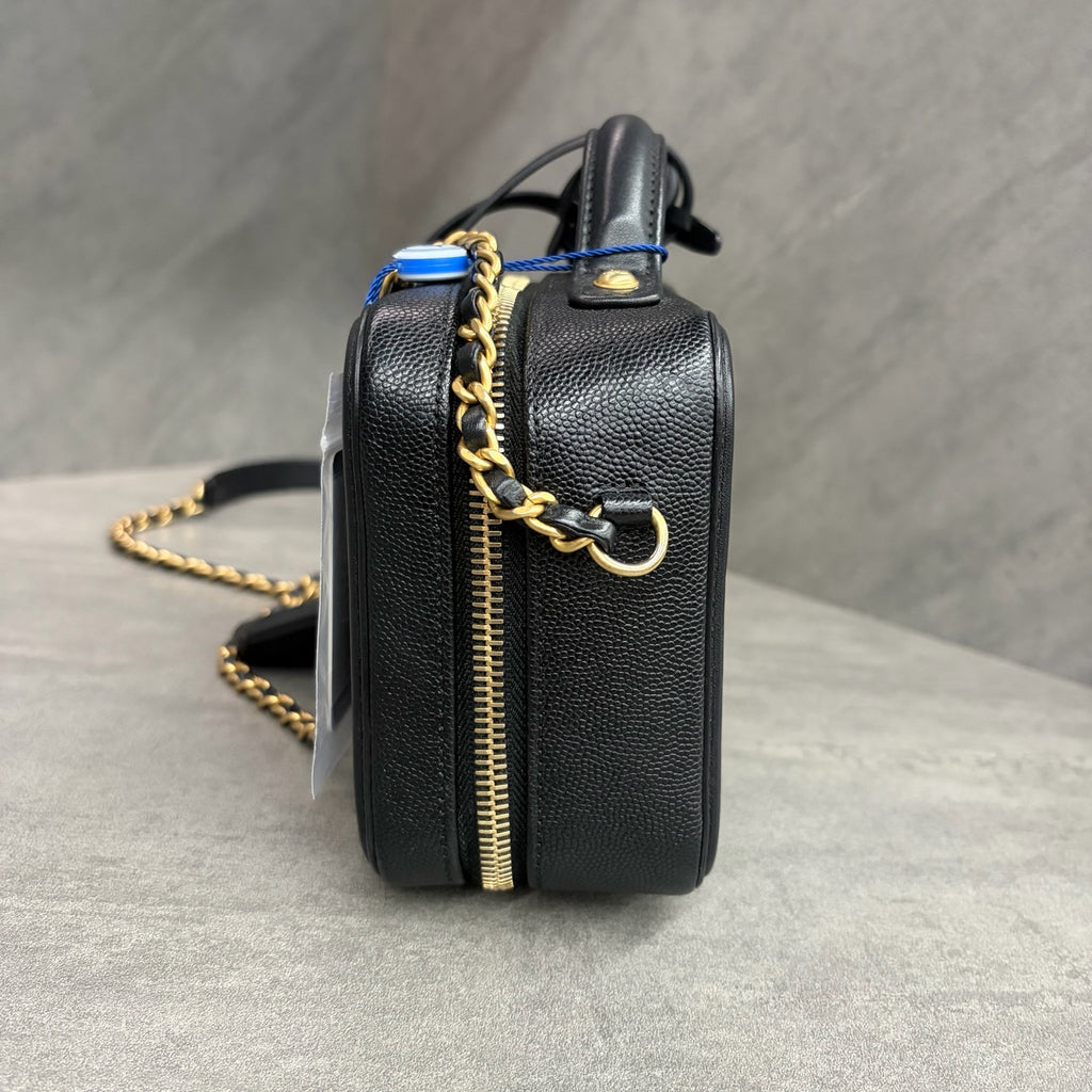 Chanel Grained Calfskin with Gold-Tone Metal Camera Bag, Small Size, 25 Series, with Authenticity Card, 1 Key, Original Condition