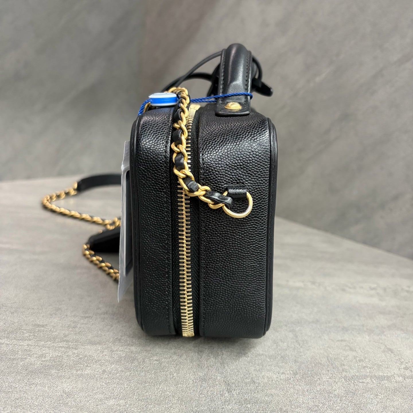 Chanel Grained Calfskin with Gold-Tone Metal Camera Bag, Small Size, 25 Series, with Authenticity Card, 1 Key, Original Condition