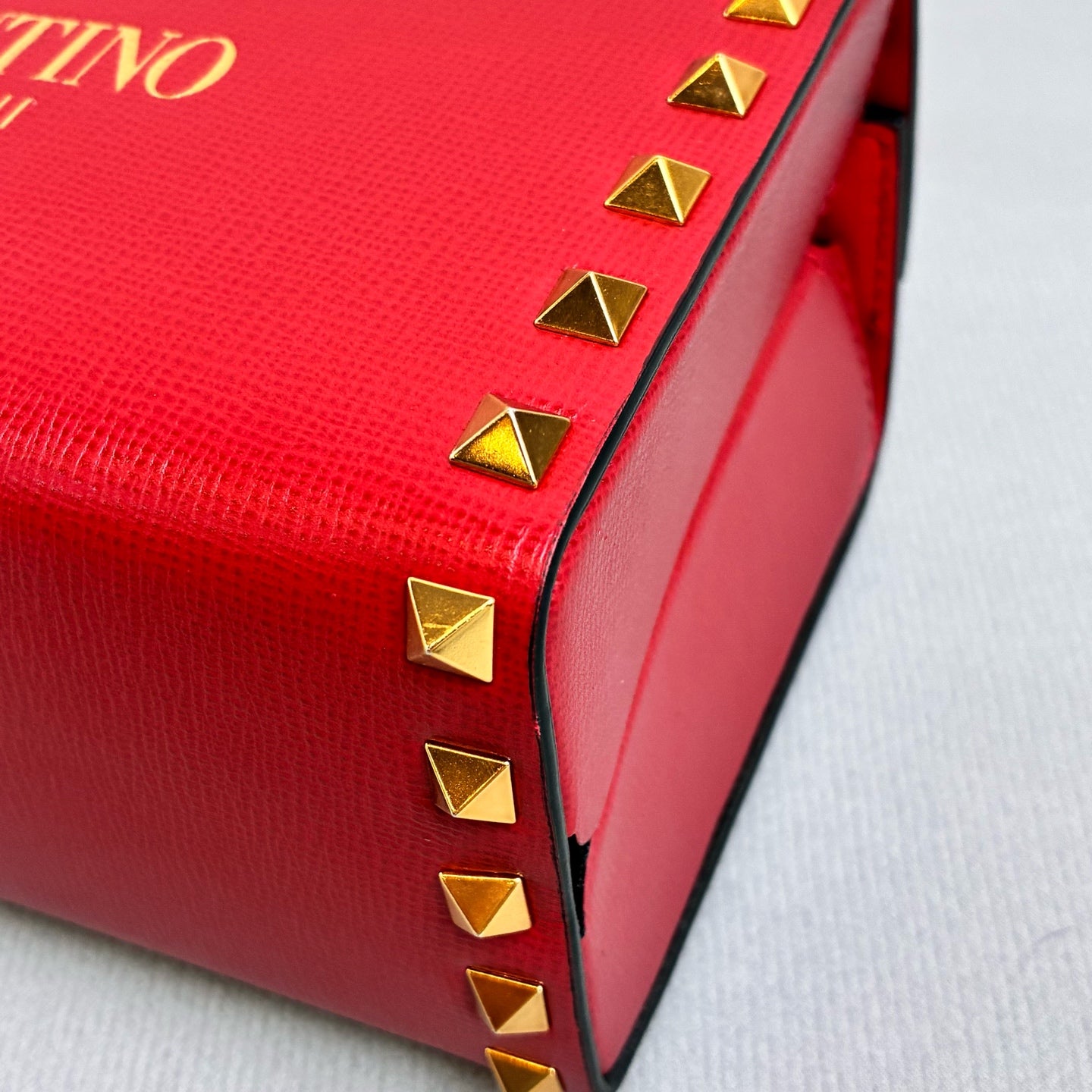 Valentino Red Box Rivet Bag with Adjustable Shoulder Strap Size 18.5*11.5