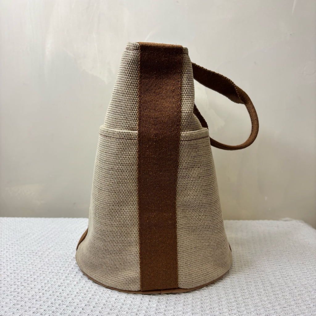 Hermes Canvas Vegetable Basket Water Bucket Bag in Rice Zong Color, 99% New, Size 22.5*27.