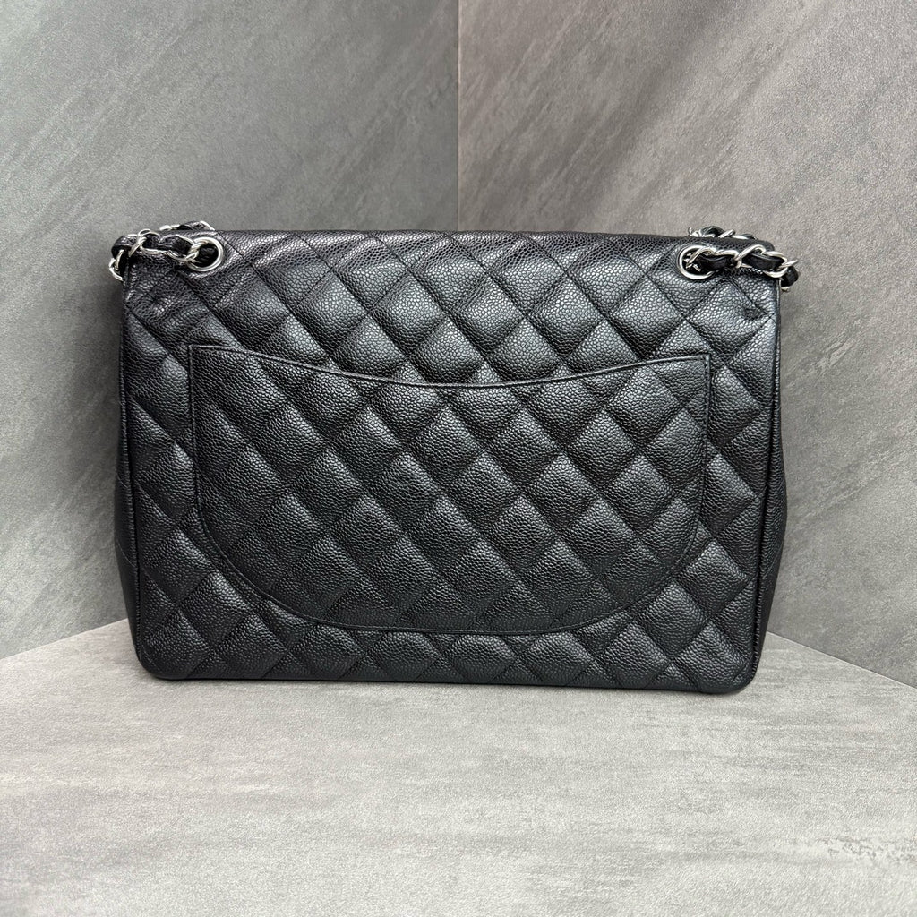 Chanel cf maxi Black silver lychee cowhide 15mo card-free bag type three-dimensional inner lining clean in stock