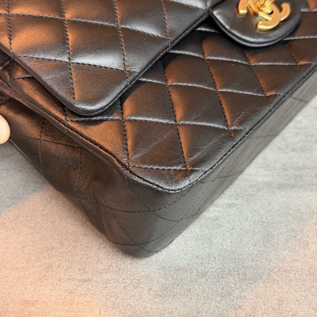 Chanel Classic Flap Medium, Black Lambskin with Gold Hardware, Structured Silhouette, Clean Interior, 14-series with Authenticity Card