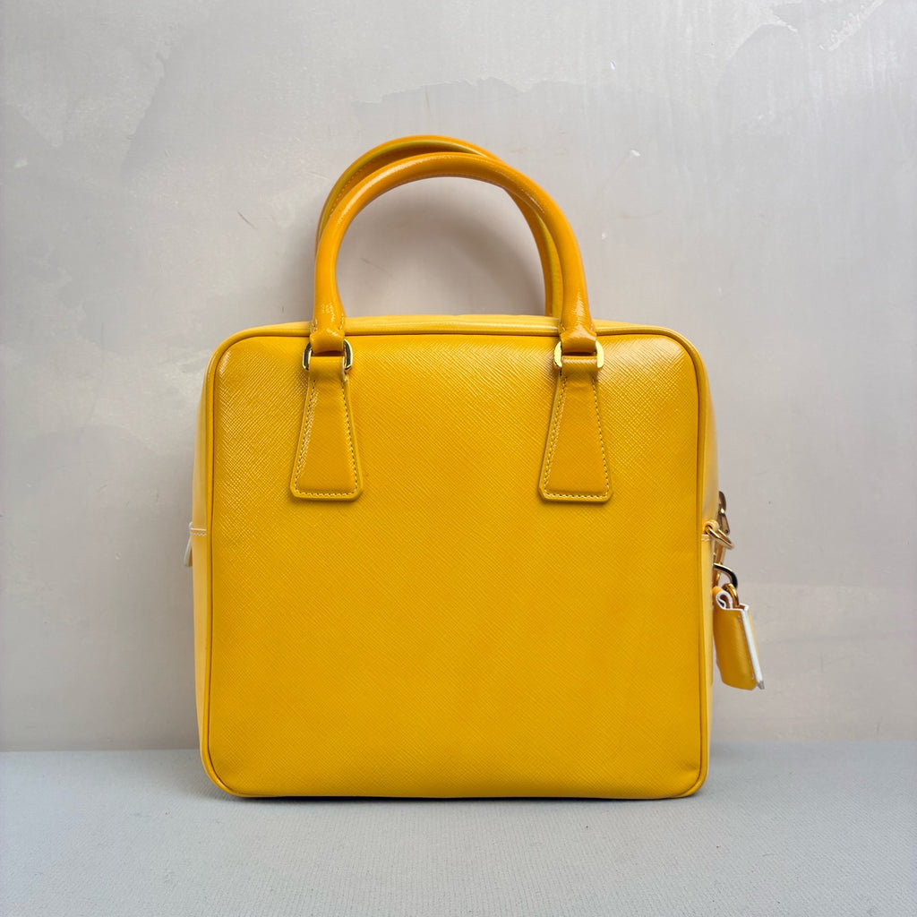 Prada Yellow Handbag Crossbody Box Bag 98% New Size 23*21
