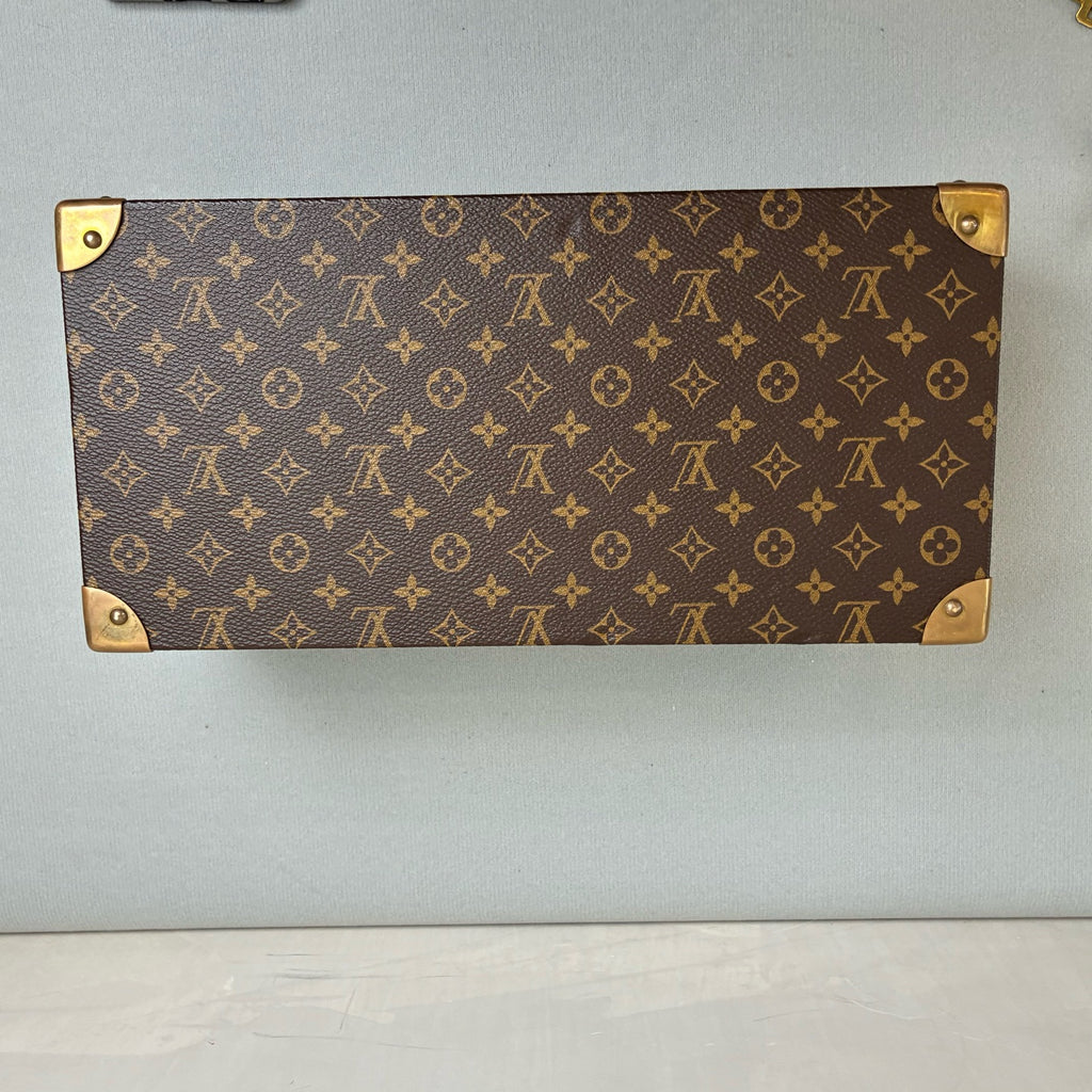 LV Louis Vuitton 99% New 2020 Brown Monogram Hard Case Decorative Box with Full Monogram Print and Wooden Bottom. Suitable for storage, display, and collection. Exquisite craftsmanship in details.