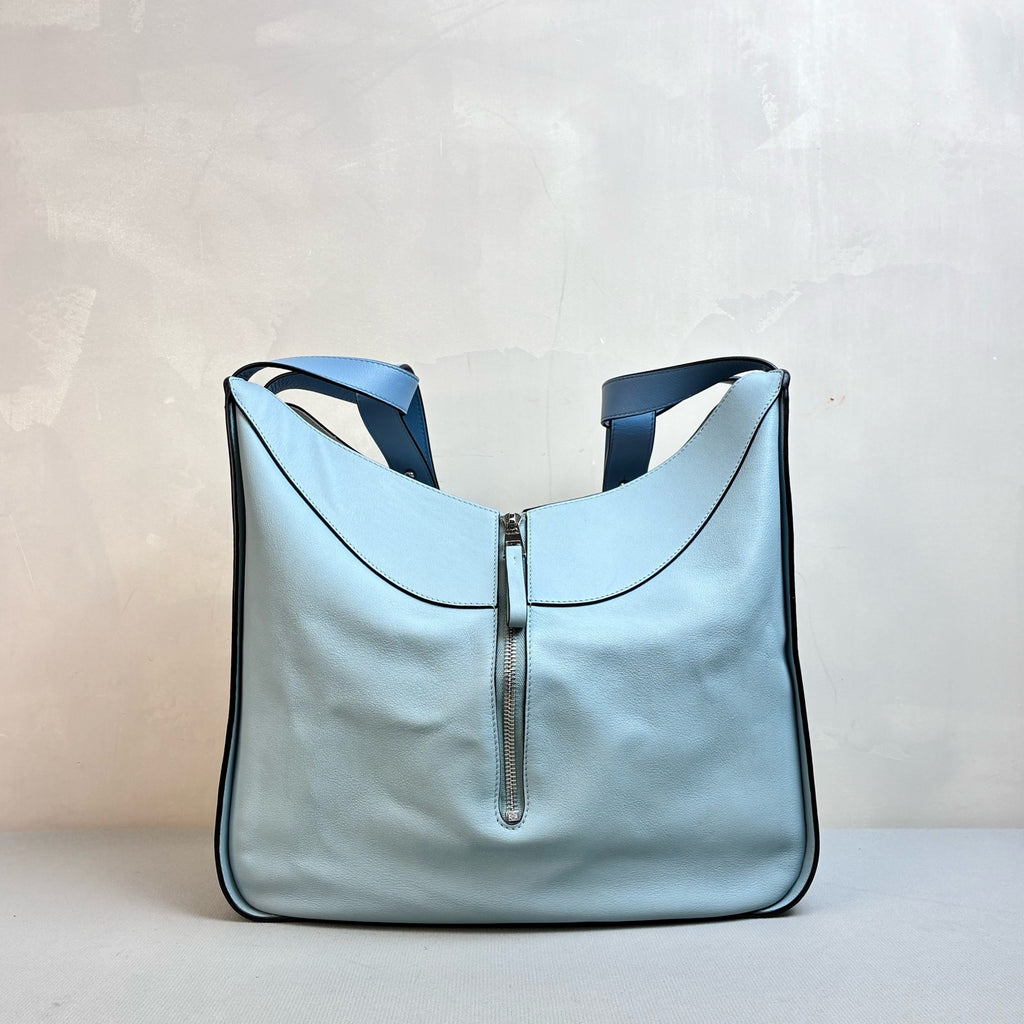 Loewe Hammock Bag 99% New Multiple Carrying Styles Calfskin Fog Blue Size 31*30 Original Price 24500