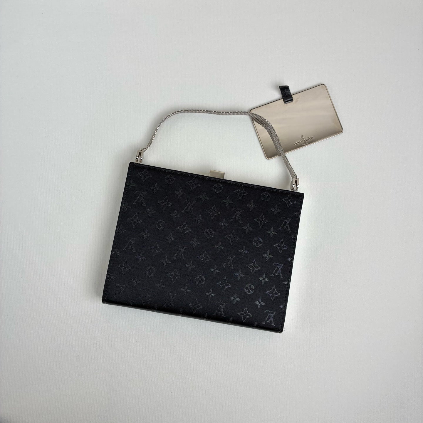 LV/Louis Vuitton Millennium Black Satin Evening Bag 2001 Handbag 99% New Size 17*2*13