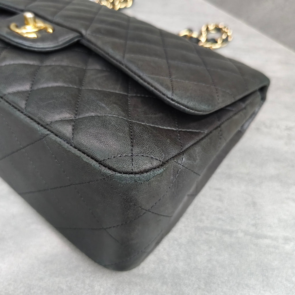 Chanel CF Jumbo Black Gold Lambskin Chain Bag 15 Opening