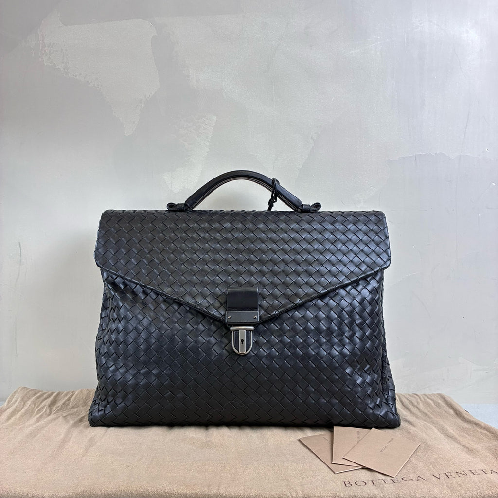 BV/Bottega Veneta 99% new woven black briefcase size 39*27