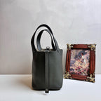 Hermes / Hermès Picotin 18 Basket P Stamp, 99% New   Dimensions: 18 x 13 x 18 cm   Color: Etain (Tin Gray)   Includes lock
