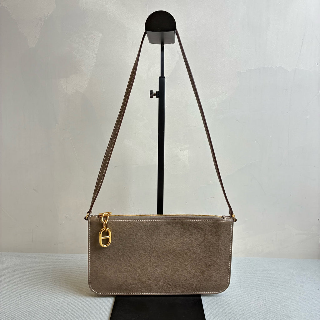 Hermes 99% New K Stamp Zipengo To Go Elephant Gray Pig Nose Underarm Bag Size 21.5*1