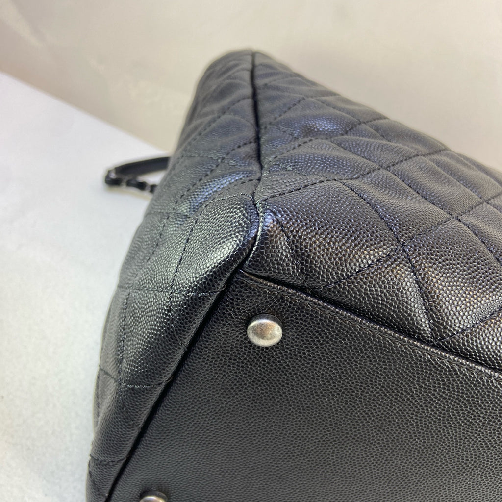 Chanel Black and Silver Leather 2-Way Tote Bag, Size 36*25*23, Market Price 20,000+