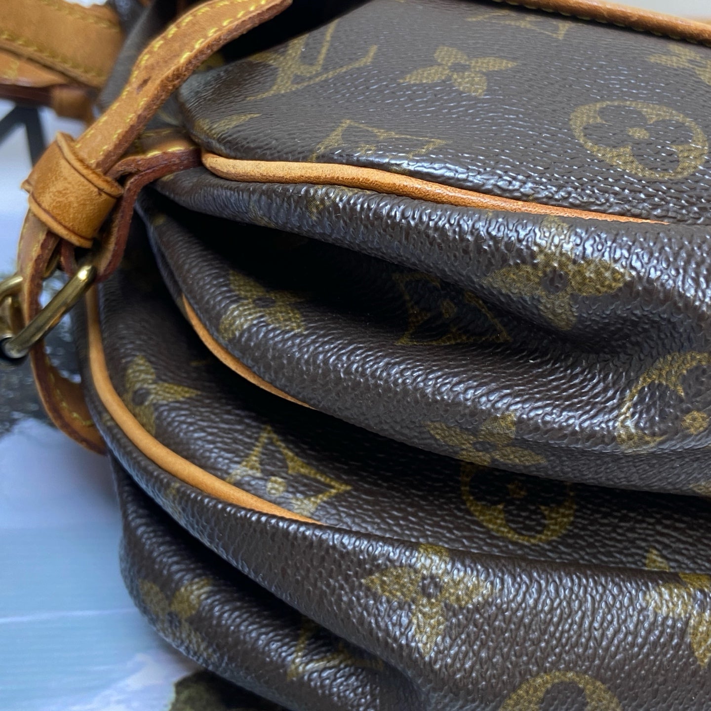 LV/Louis Vuitton Classic Monogram Vintage Small Gemini Shoulder Bag 98% New Size: 28*18*12 Monogram Coated Canvas