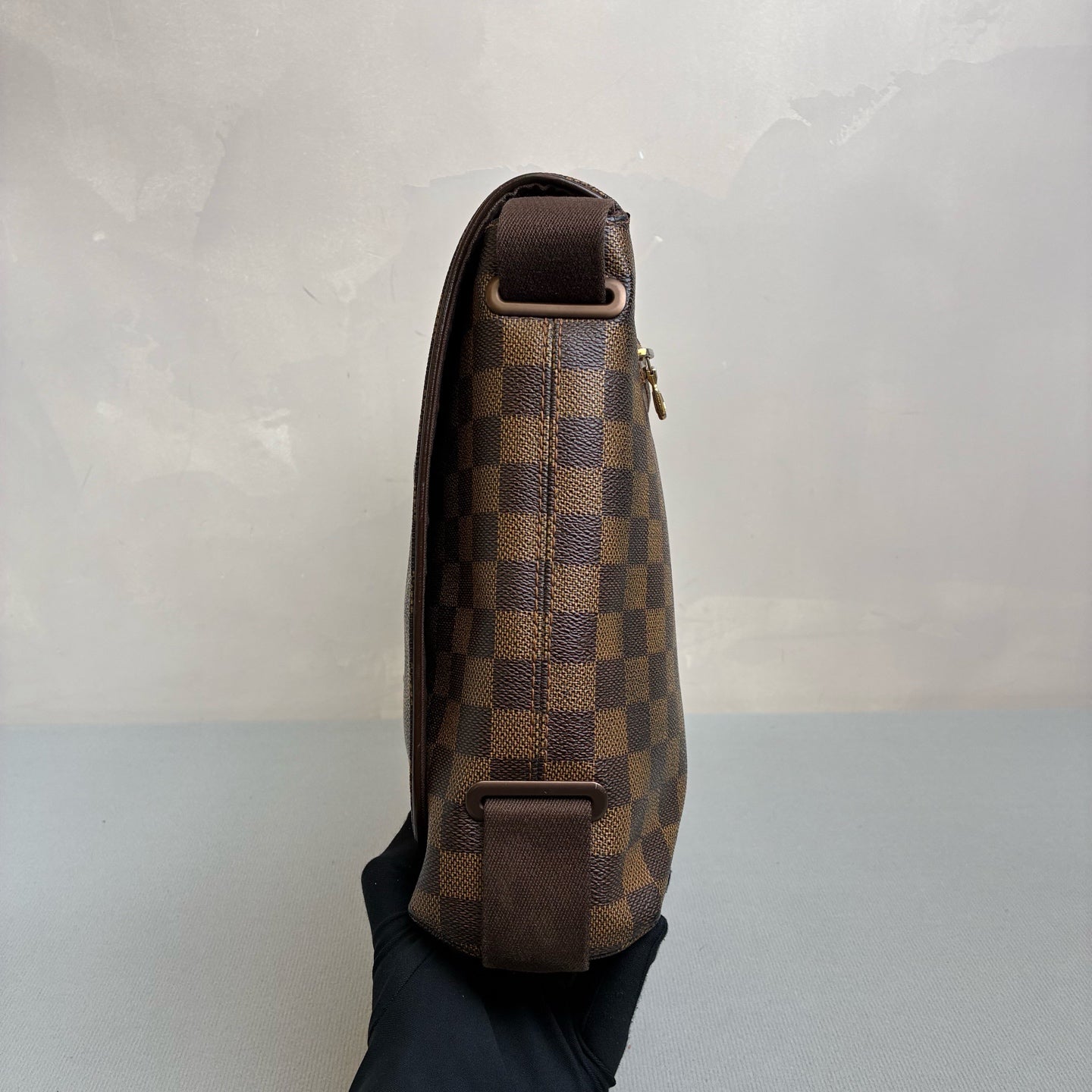 LV/Louis Vuitton Brown Checkered Men's Crossbody Bag 99% New Size 32*28