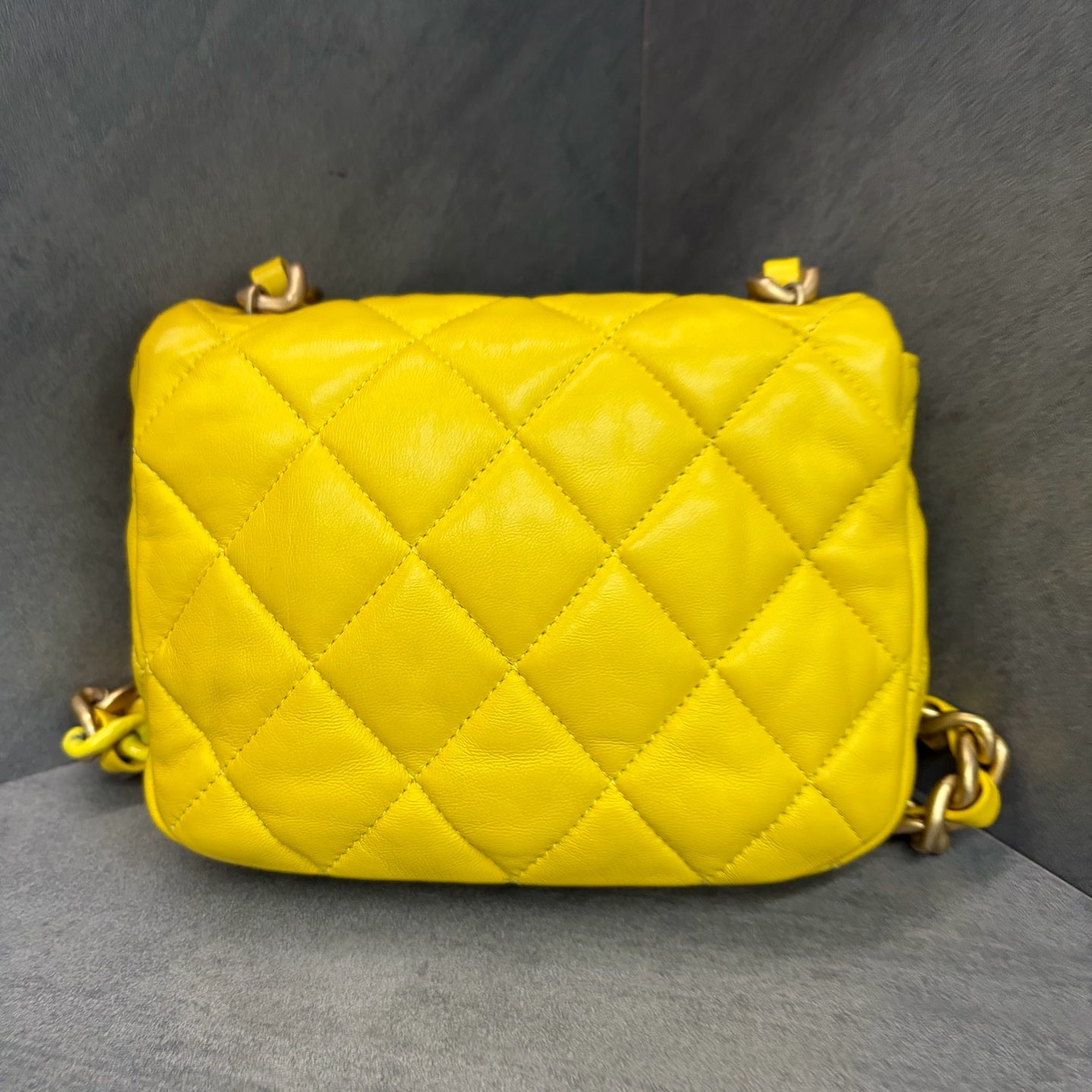 Chanel 22s Two-tone Chain Yellow Square Flap with Chip Authentication