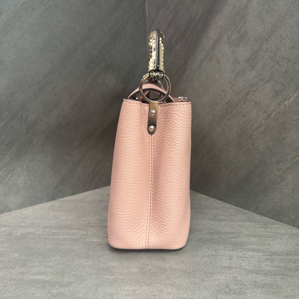LV Louis Vuitton Capucines BB Pink Cowhide with Snake Handle, 18 Serial Code, Original Condition
