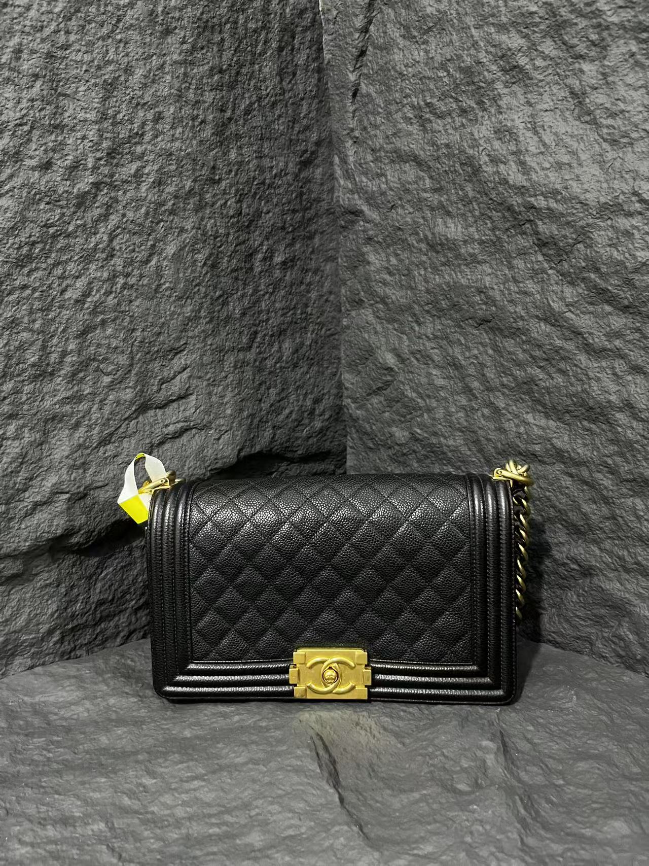 Chanel Leboy, black gold with grained leather, code 23, no card, in stock at a favorable price
